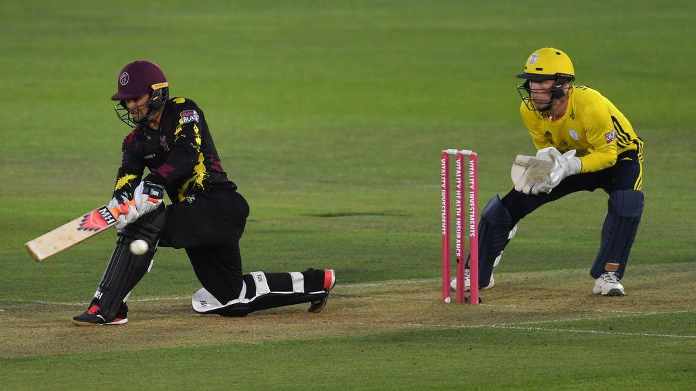 Somerset's Johann Myburgh poses a major threat at the top of the order