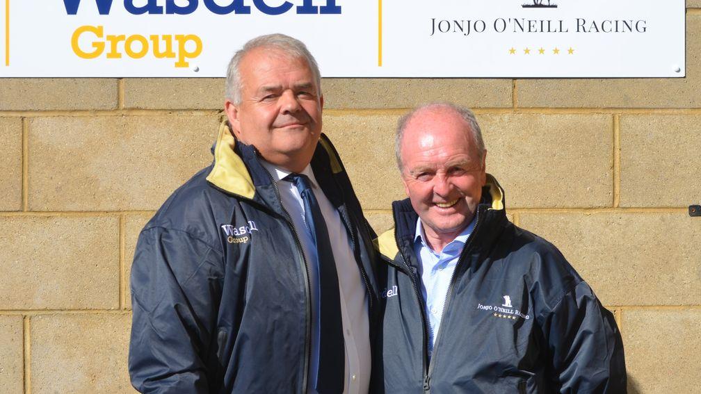 Owner Martin Tedham and trainer Jonjo O'Neill at Jackdaws Castle on Sunday