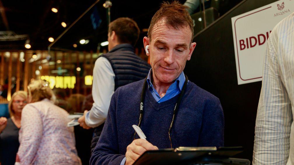 Paul Harley signs for the top lot on day two of the Arqana October Yearling sale, a €150,000 colt by Elusive City