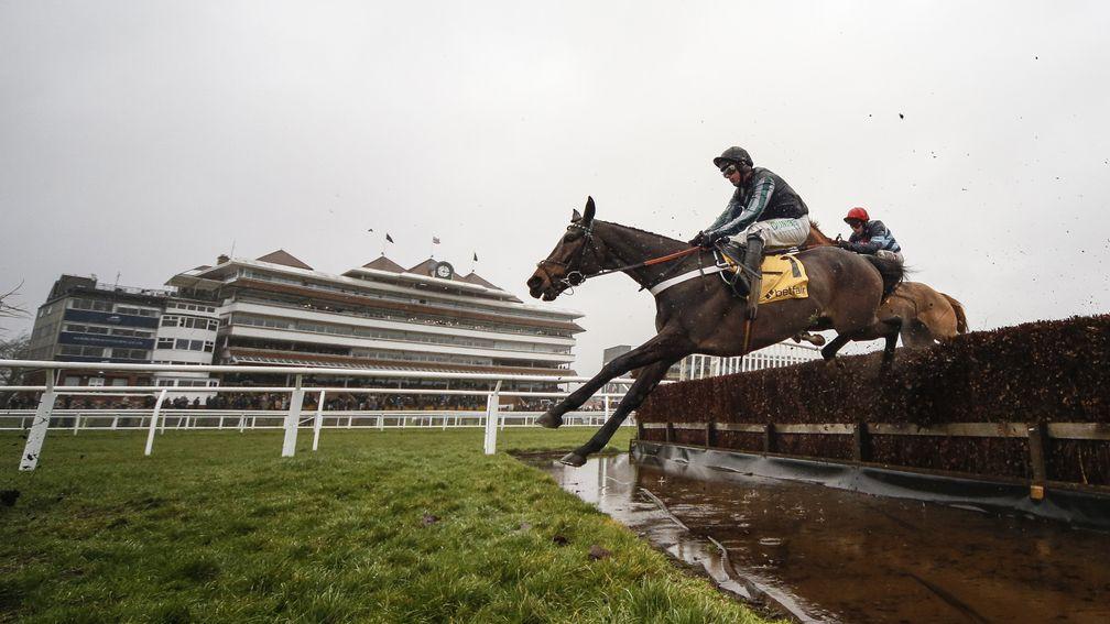 Altior takes the water at Newbury in 2018 - he would win the Champion Chase for the first time on his next start