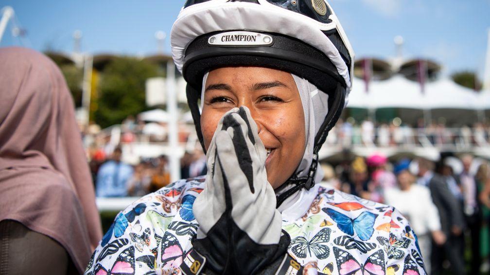 Khadijah Mellah at Goodwood on the day of her triumph in the Magnolia Cup in 2019