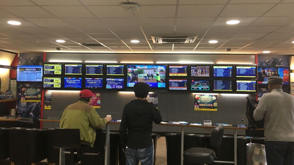 The scene inside a busy William Hill betting shop in Birmingham