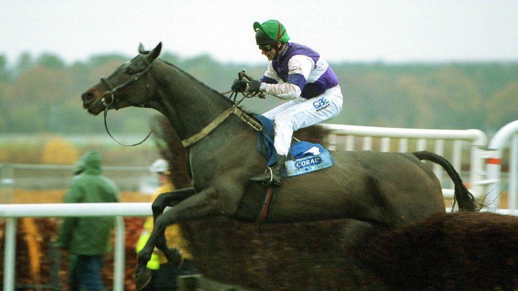 Miracle success: Thornton produced one of the rides of his career to get the talented Kingscliff home at Ascot in November 2003. Here it is evident he is riding the horse to victory despite his left rein having snapped
