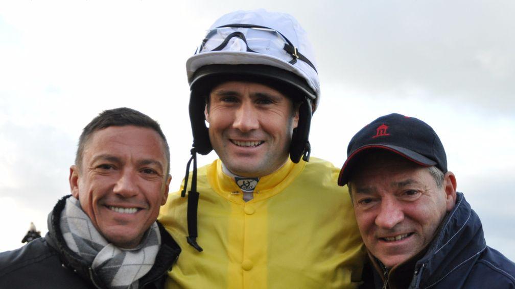 Tim Gredley in the famous silks with Frankie Dettori and Michael Hills (right)