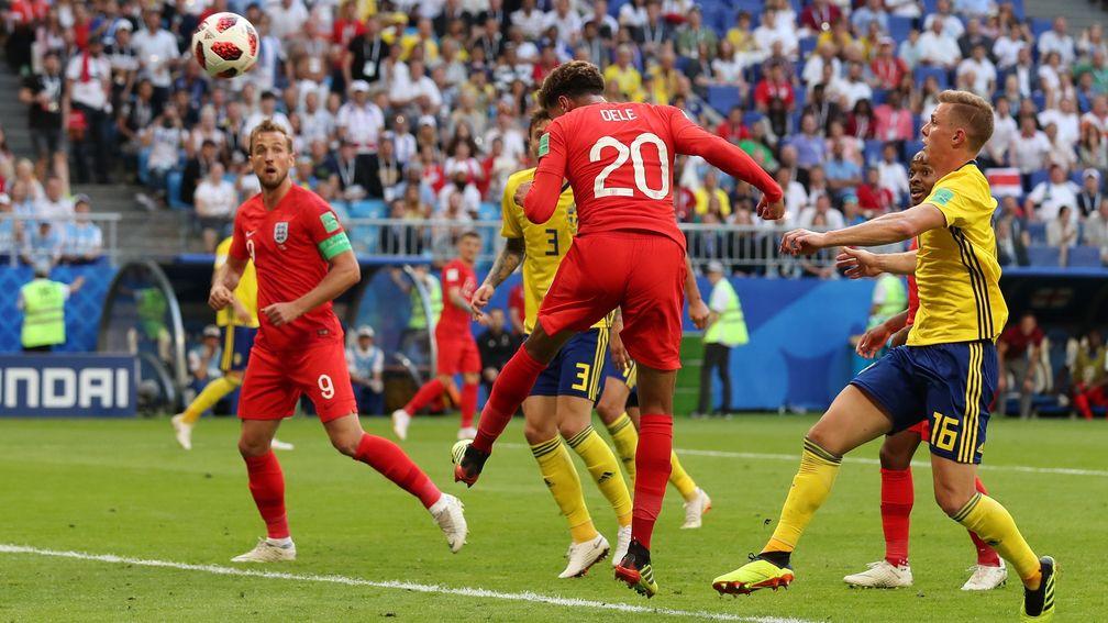 Dele Alli scores for England against Sweden