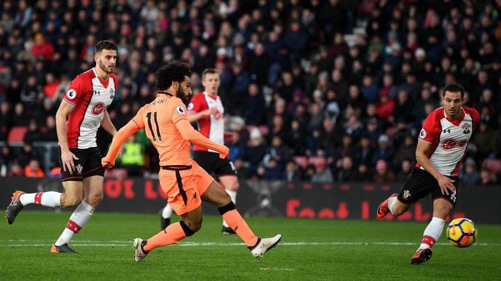 Mohamed Salah scores for Liverpool at Southampton