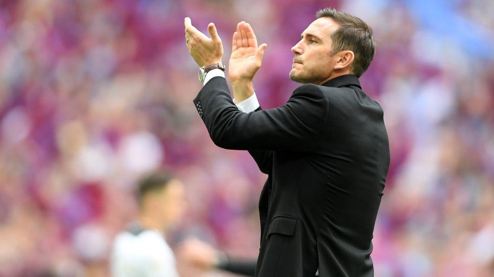 Frank Lampard applauds the Derby supporters following their playoff final defeat
