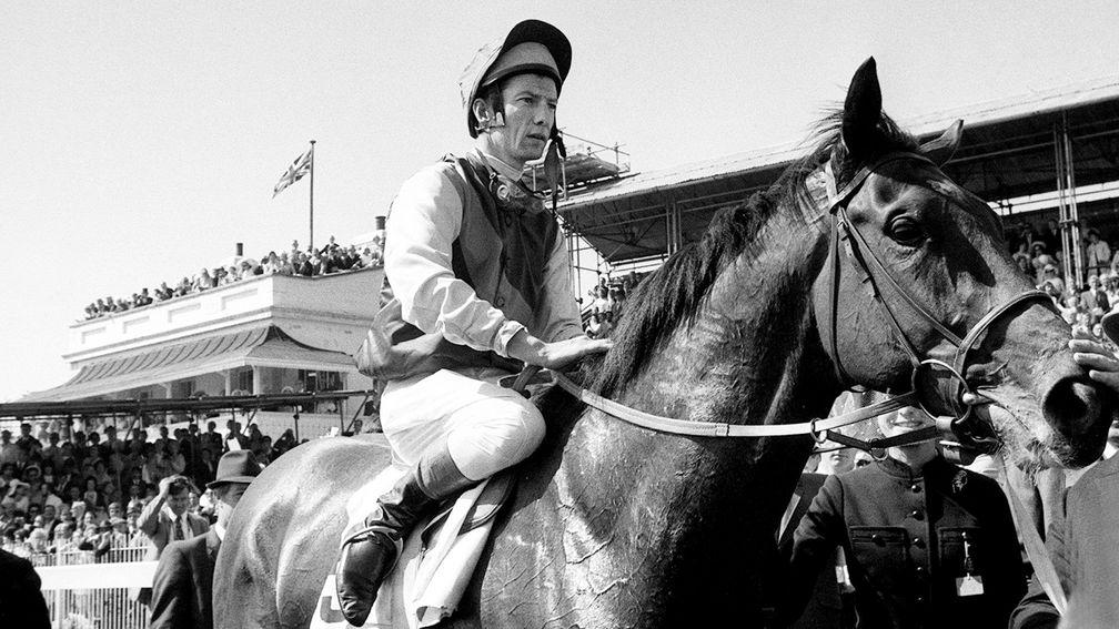 Nijinsky and Lester Piggott after winning the 1970 Derby