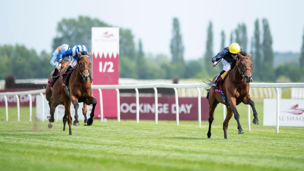 Crystal Ocean and Ryan Moore  win the Aston Park Stakes