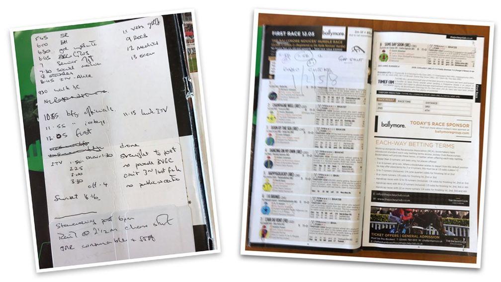 Simon Claisse's well-worked racecards