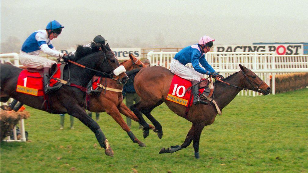 Aldrebrook (left) on his way to winning the Champion Hurdle