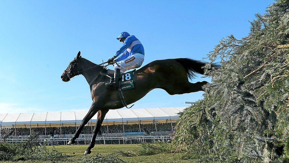 Paul Moloney and Cappa Bleu jump the last on the way to finishing second in the 2013 Grand National