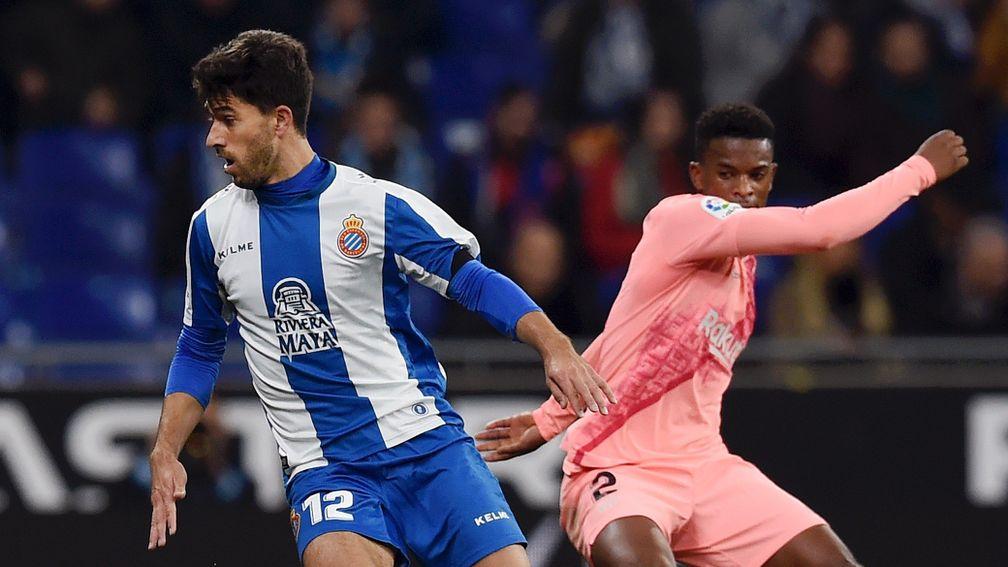 Espanyol defender Didac Vila (left) could have a difficult afternoon against Eibar in La Liga