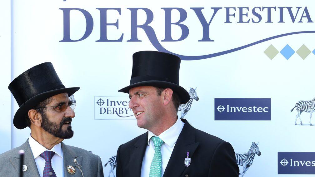 Derby delight: Sheikh Mohammed and trainer Charlie Appleby are thrilled by the first Derby success in the Godolphin blue
