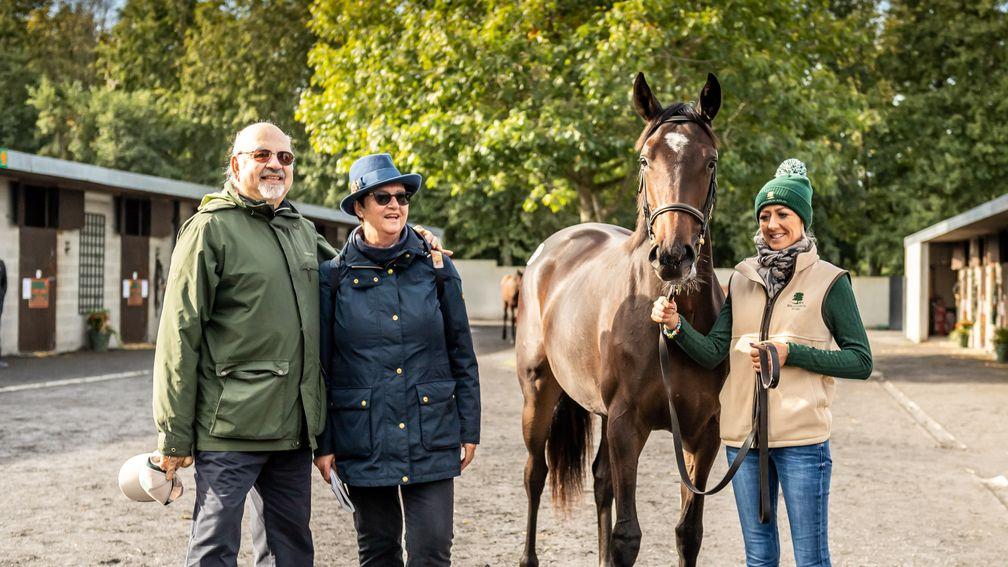 Breeders Vimal And Gillian Khosla (left and second left) with the €3 million Galileo filly out of Green Room