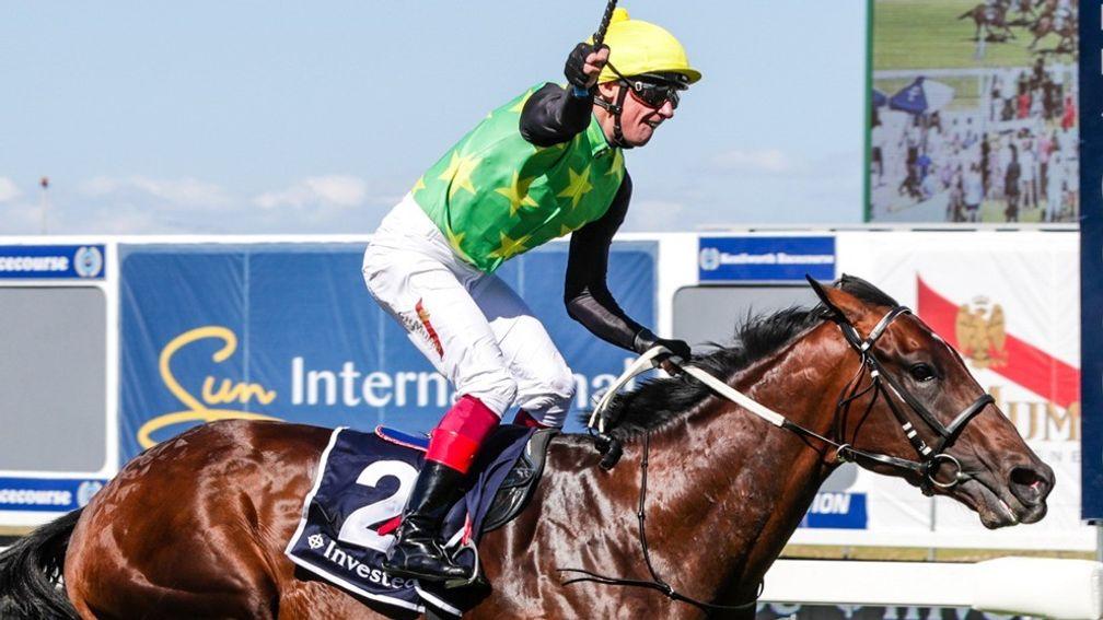 Edict Of Nantes wins this year's Investec Cape Derby under Frankie Derby at Kenilworth in January
