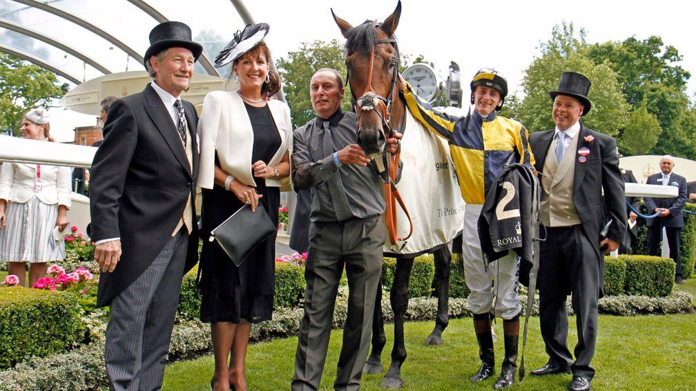 Owners Paul and Clare Rooney in the winner's enclosure with Adam Kirby and Clive Cox after My Dream Boat's victory in the Prince of Wales's Stakes in 2016