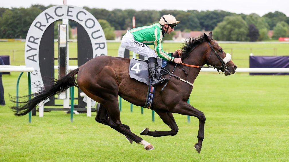 PROMPTING and Danny Tudhope  wins at Ayr 4/7/20Photograph by Grossick Racing Photography 0771 046 1723