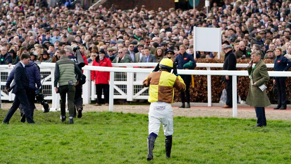 Paul Townend: fell aboard Galopin Des Champs on day three of the Cheltenham Festival