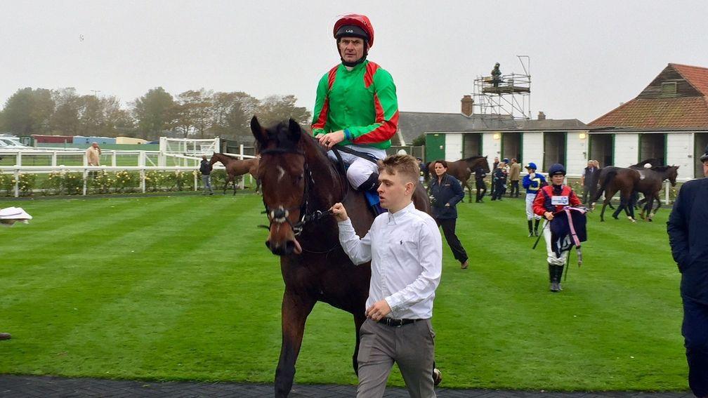 Azano (Robert Havlin) after winning the 7f novice stakes at Yarmouth in October