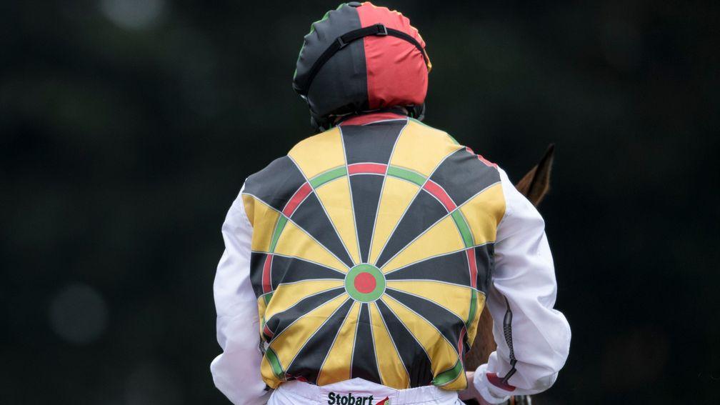 Killer colours: the new dartboard silks of owner Tiffin Sandwiches at Doncaster on Saturday