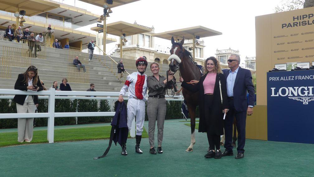 Arc-winning jockey Rene Piechulek came fast and late aboard India to land the Prix Allez France Longines