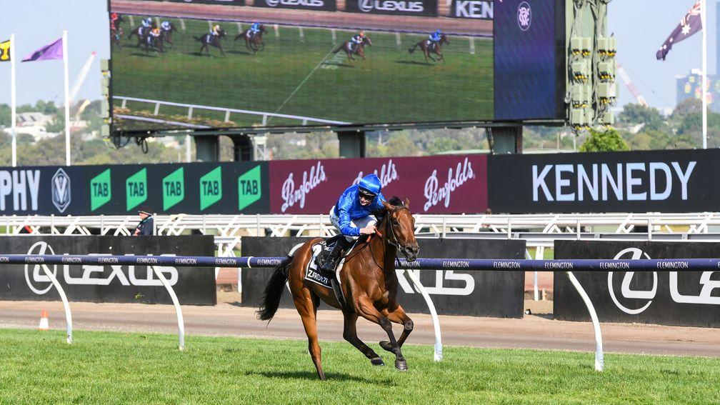 Godolphin's Zardozi is clear at the end of the VRC Oaks 