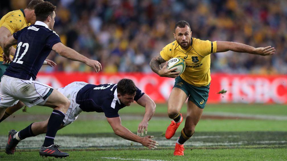 Former Wallaby fly-half Quade Cooper lines up in Melbourne Rebels colours