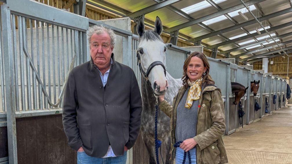 Jeremy Clarkson (left) and Francesca Cumani pictured with The Hawkstonian
