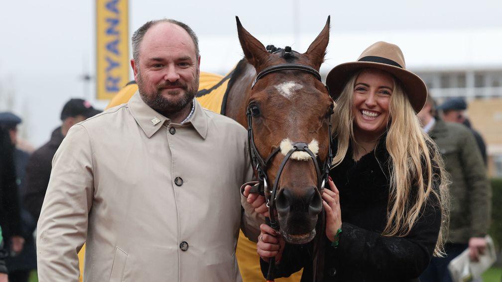 John McConnell (pictured with groom Amy Crook) secured a first Cheltenham Festival winner with Seddon