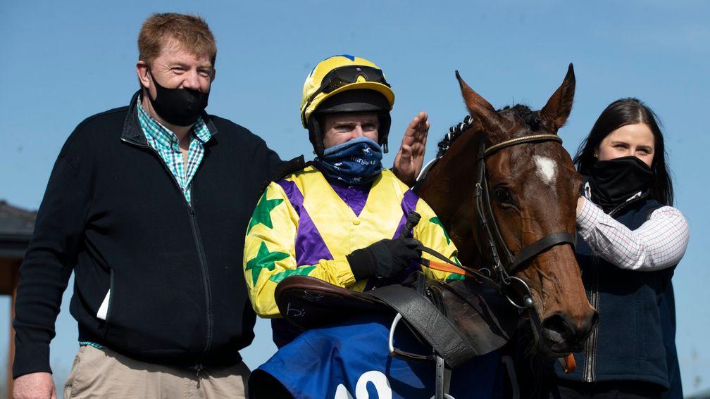 Shark Hanlon (left) with his Grade 1 winner Skyace: 'We opened a bottle of champagne and we let rip.'