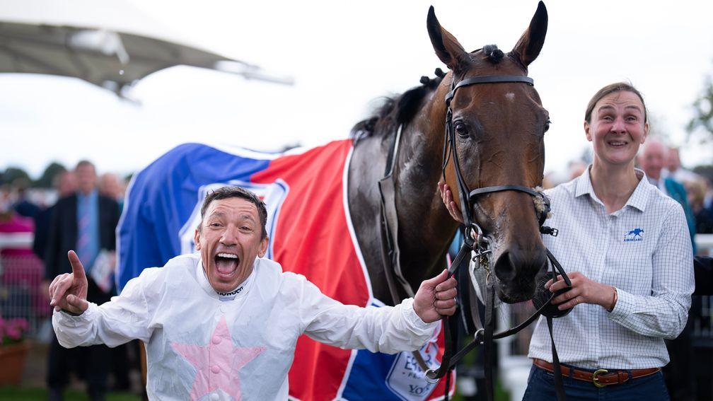 Frankie Dettori displays his joy after Ebor victory with Absurde