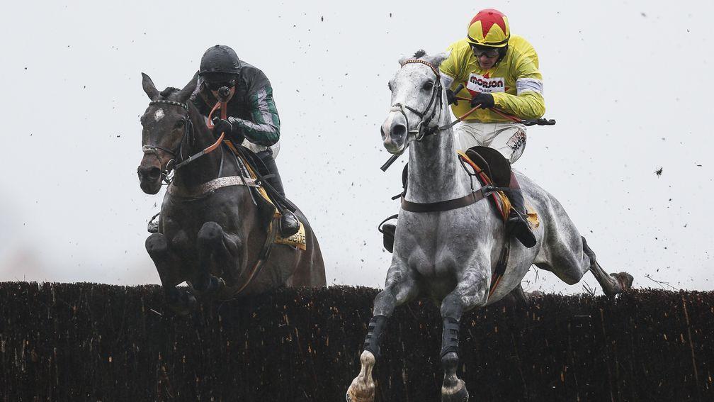 Politologue (right) jumping against Altior on Saturday
