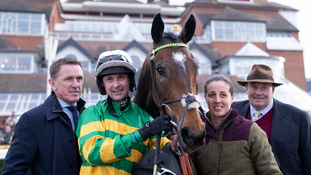 Iberico Lord: gave Nicky Henderson (right) a sixth Betfair Hurdle