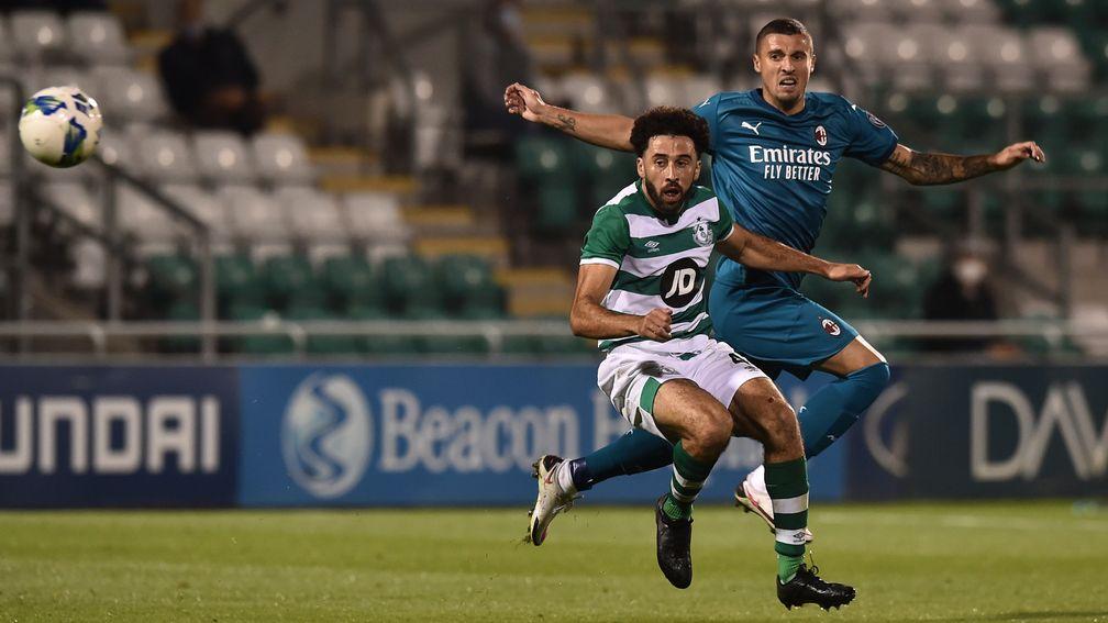 Shamrock Rovers, seen in Europa League action against Milan, visit Finn Harps on Friday