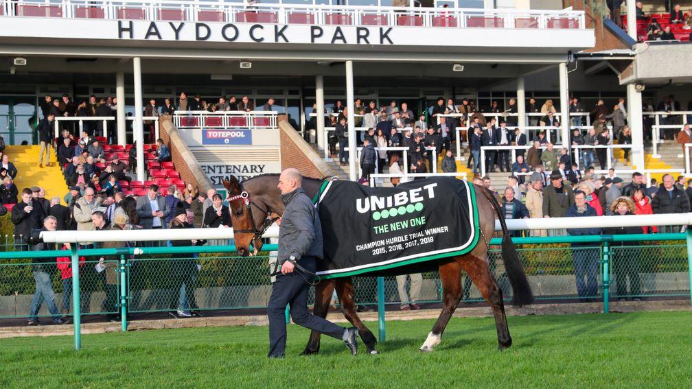 The New One parades before the crowds at Haydock on Saturday