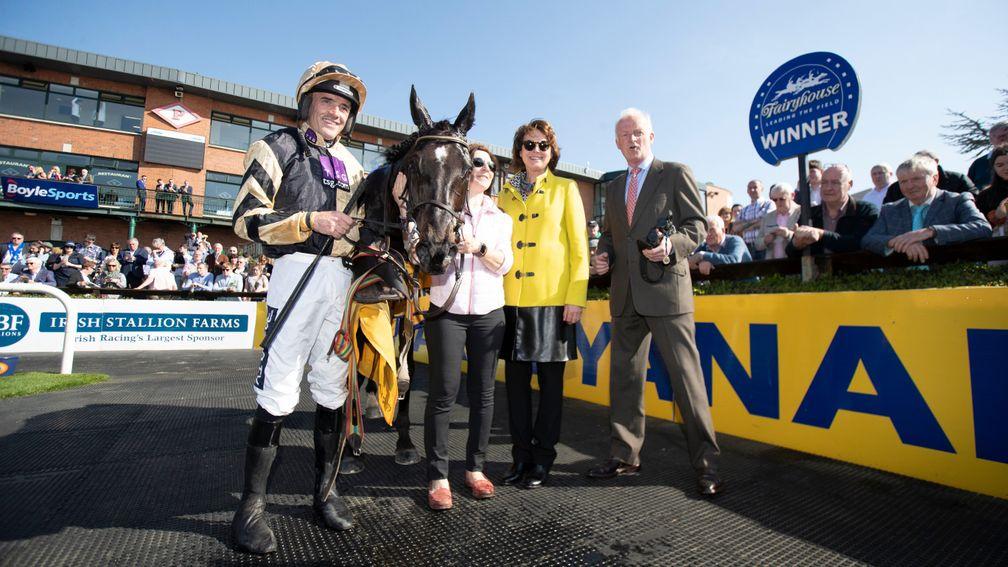 Winning connections celebrate Voix Du Reve's Ryanair Gold Cup success in the winner's enclosure