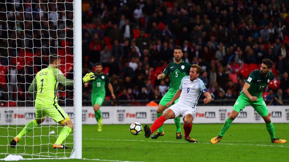 Harry Kane scores for England against Slovenia