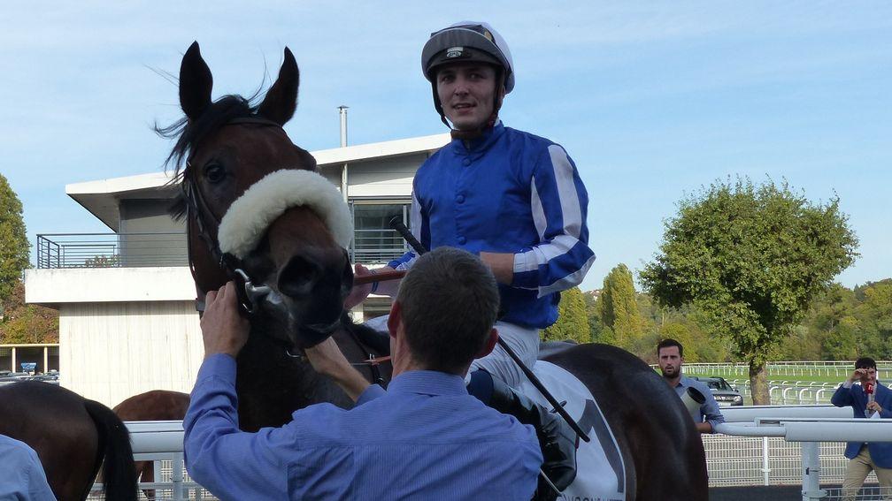 Kevin Stott and Hello Youmzain after winning the Group 2 Criterium de Maisons-Laffitte