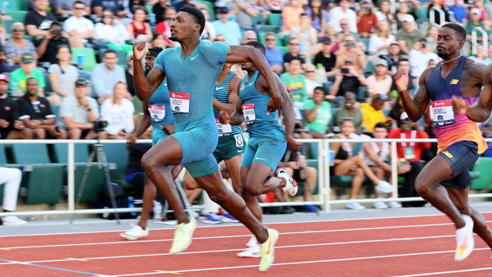 Fred Kerley wins the final of the Men's 100 metres during the 2022 USATF Outdoor Championships at Hayward Field