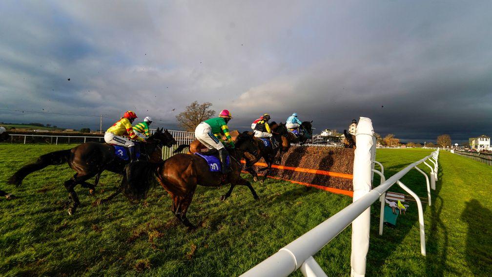 Action from the incident-packed novice chase won by El Kaldoun