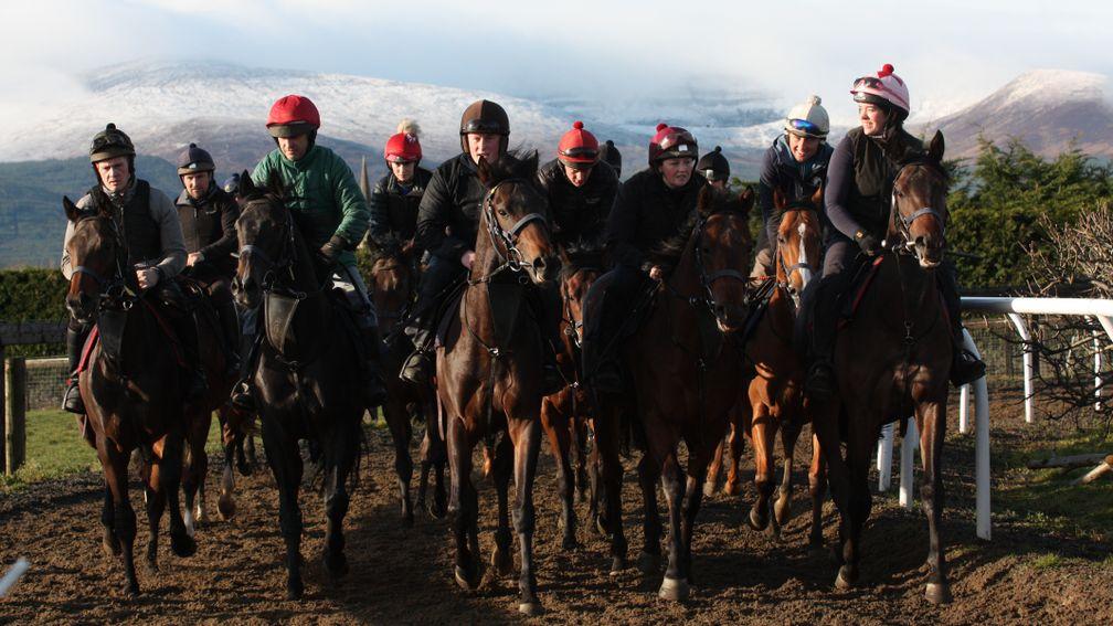 The Bansha House Stables breeze-up team out on the uphill gallop