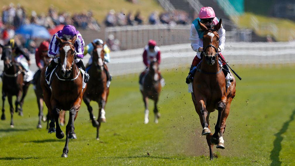 Enable and Frankie Dettori (right) win the Cheshire Oaks at Chester in May 2017
