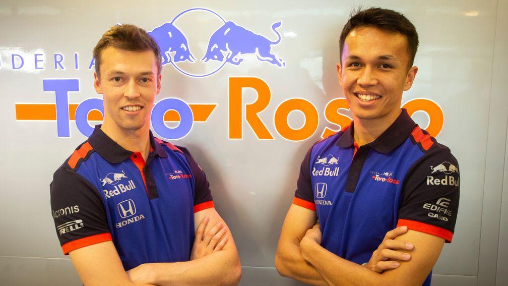 Daniil Kvyat (left) returns to Toro Rosso after a year off while Alexander Albon will make his F1 debut