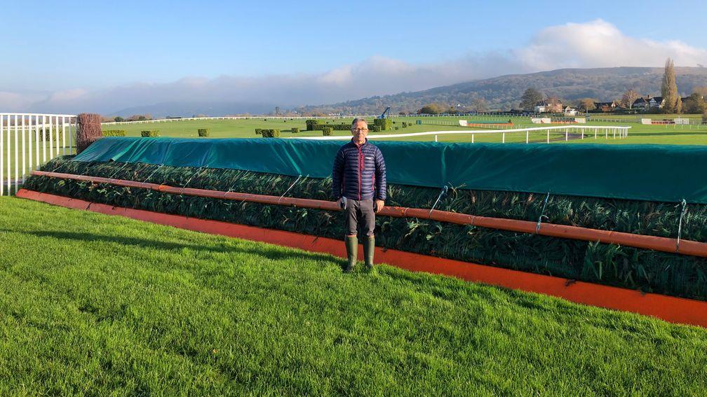 Simon Claisse in front of a protected fence on the New course