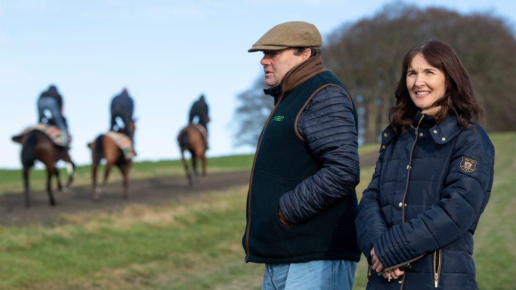 Debbie Matthews with Nicky Henderson on his Seven Barrows slopes