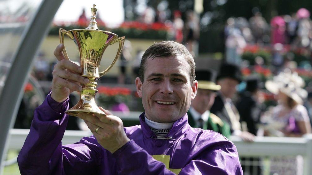 Pat Smullen holds the Gold Cup aloft after winning the Royal Ascot race on Rite Of Passage in 2010