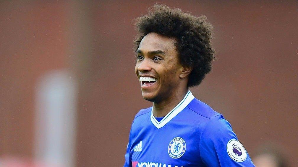 Willian shows his delight at scoring for Chelsea
