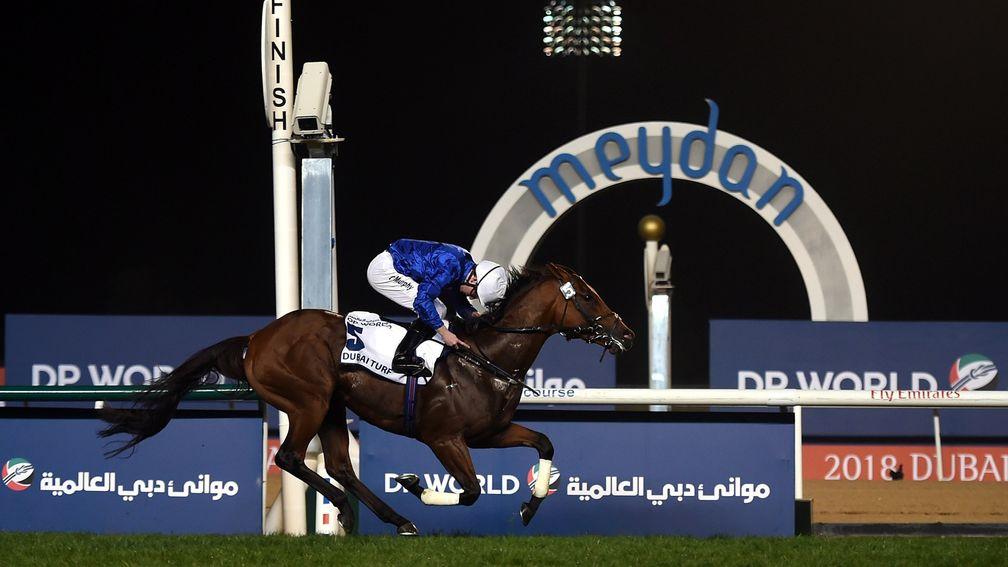 Benbatl and Oisin Murphy win the Group 1 Dubai Turf in 2018 (Photo by Tom Dulat/Getty Images)