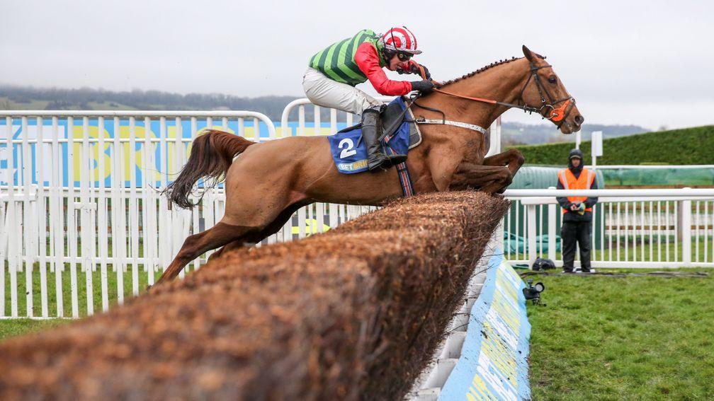 Definitly Red on his way to victory in the Cotswold Chase at Cheltenham